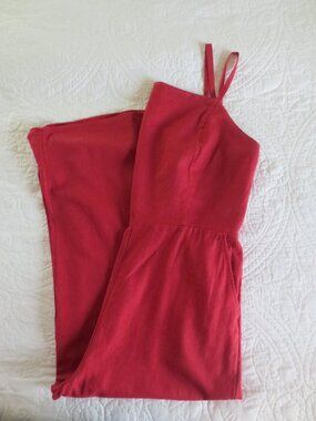 Old Navy Red-Orange Linen Blend Wide Leg Cropped Jumpsuit